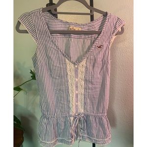 Hollister XS stripped blue cotton blouse
